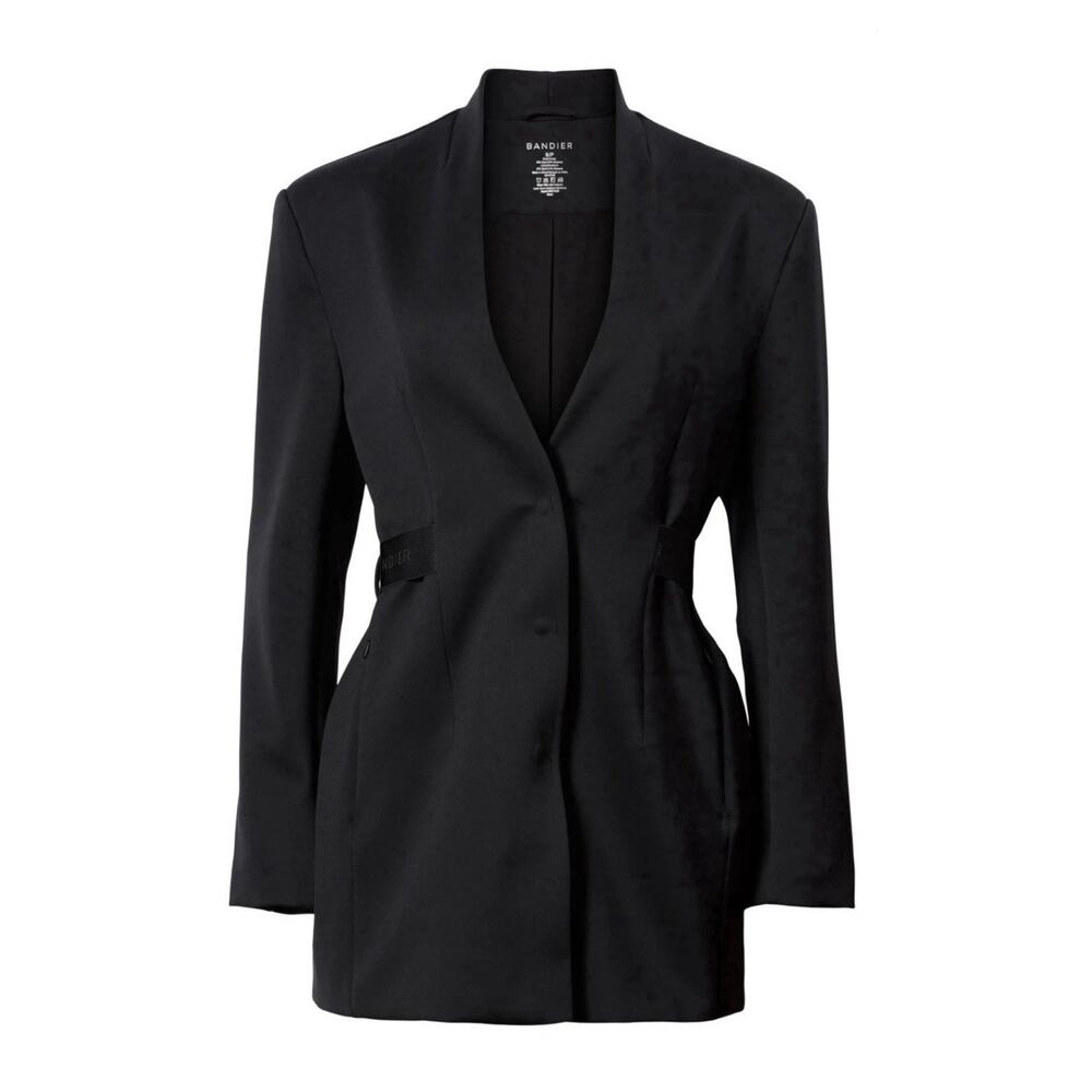 BANDIER from Carbon38 Women's Size XL Black Sport Logo Belted Full Length Blazer